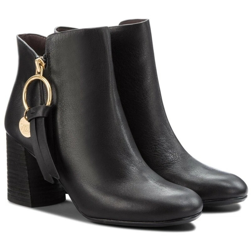 See By Chloe Black Booties with Gold Accents - Picture 2 of 7